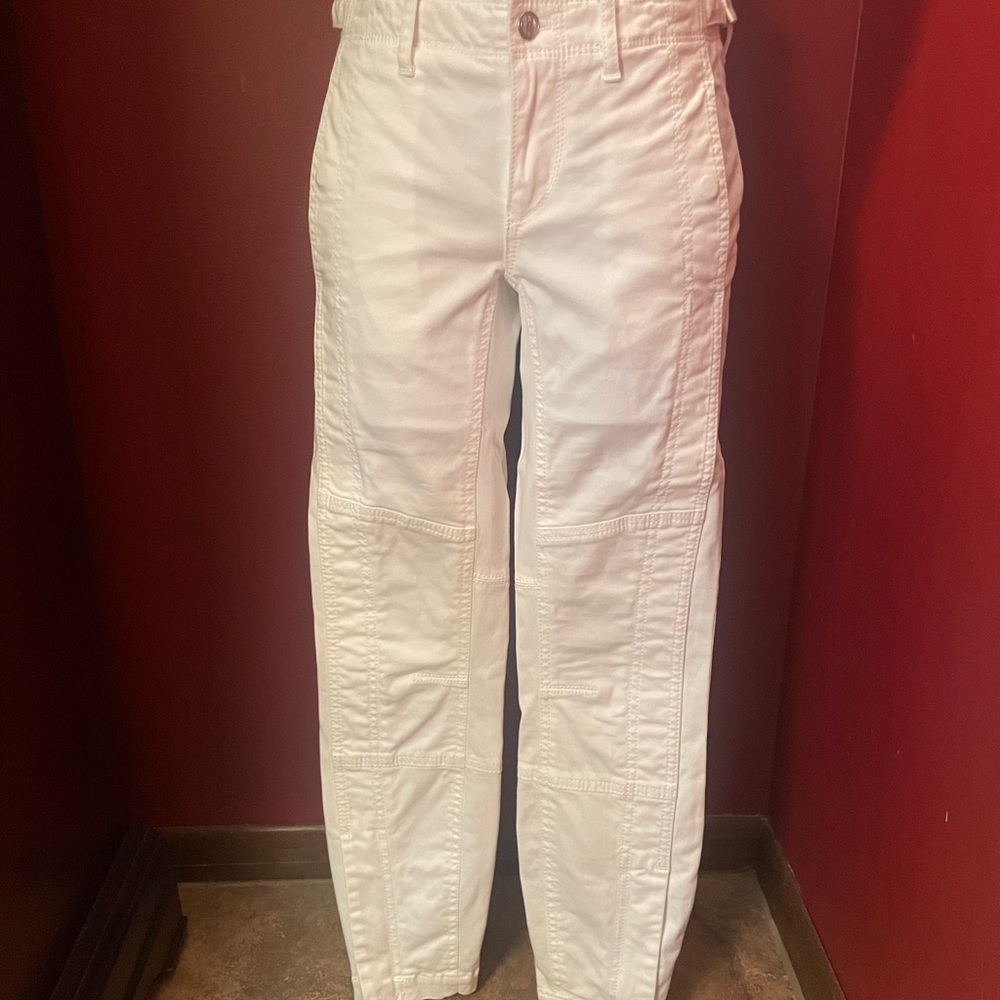 Jordan Louis White Size 24 Pants Button Pockets & Ankle Zippers & Stitching Det